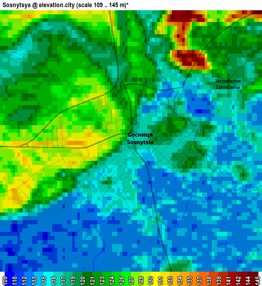 Sosnytsya elevation map