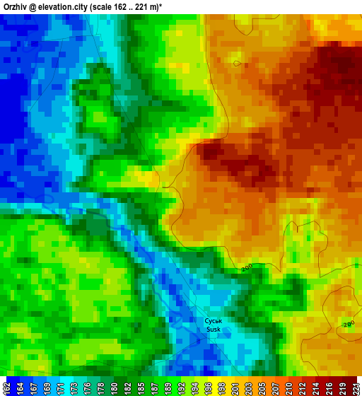 Orzhiv elevation map