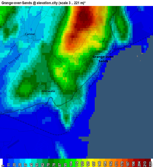 Grange-over-Sands elevation map