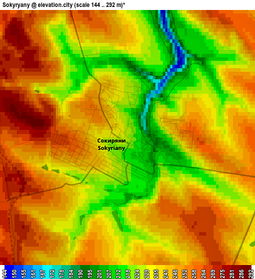 Sokyryany elevation map