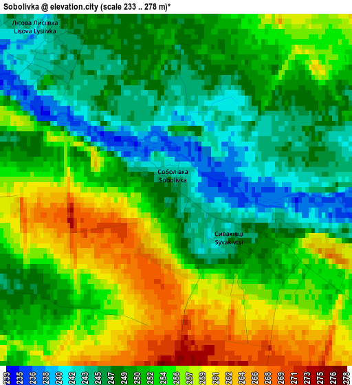 Sobolivka elevation map