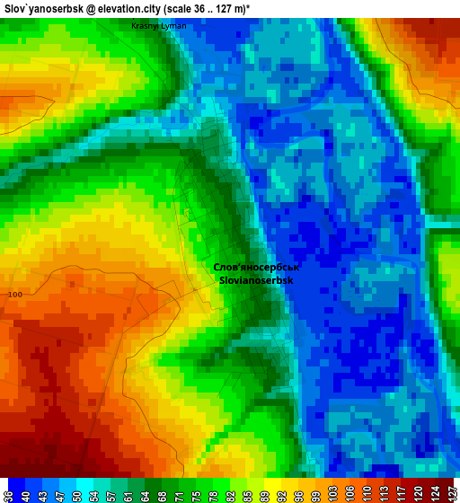 Slov`yanoserbsk elevation map