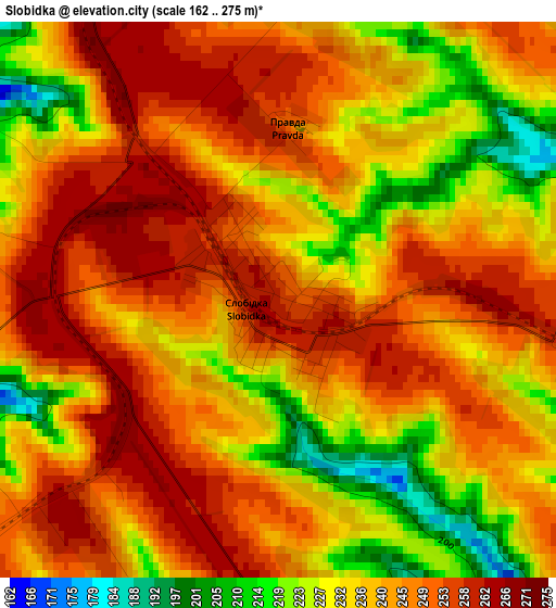 Slobidka elevation map