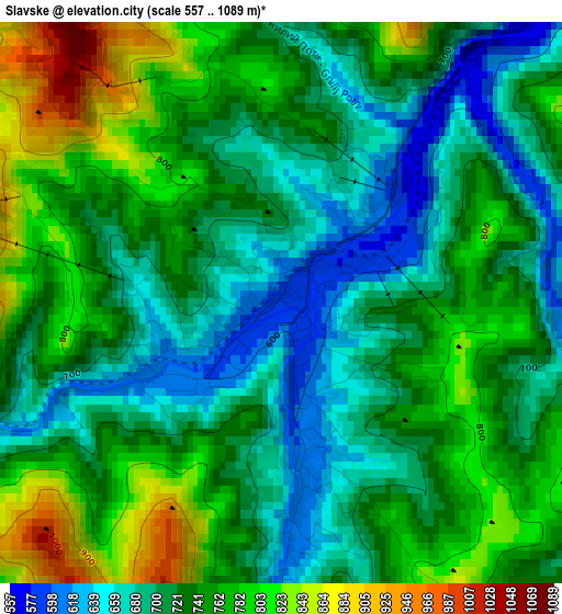 Slavske elevation map