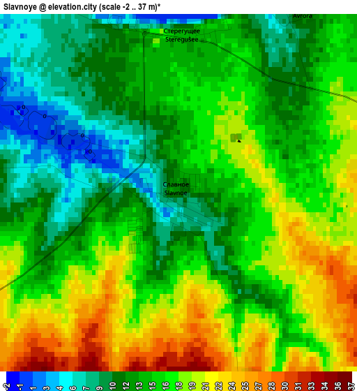 Slavnoye elevation map