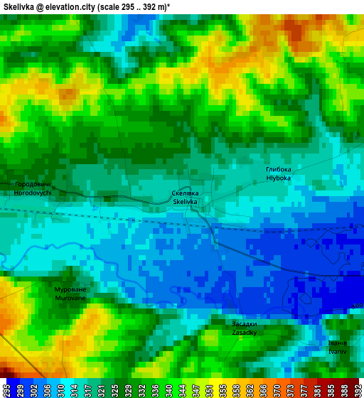 Skelivka elevation map