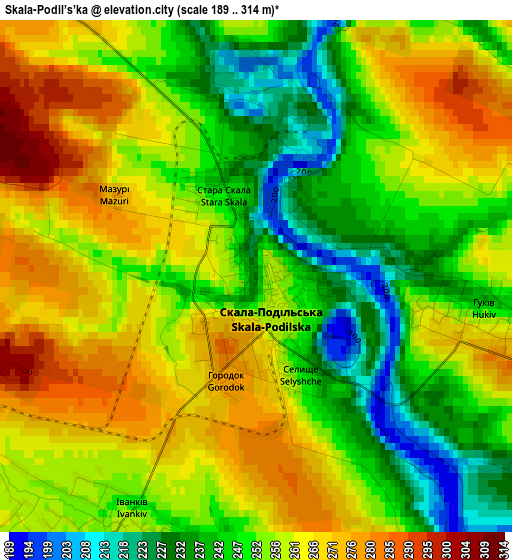 Skala-Podil’s’ka elevation map