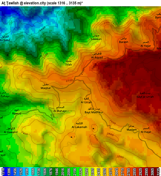 Aţ Ţawīlah elevation map