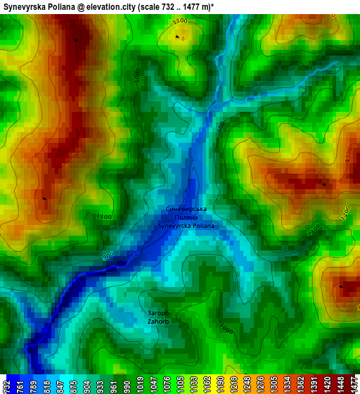 Synevyrska Poliana elevation map