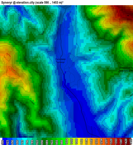 Synevyr elevation map