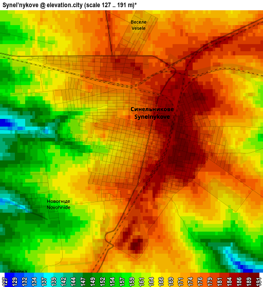 Synel’nykove elevation map