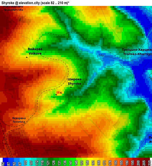 Shyroke elevation map