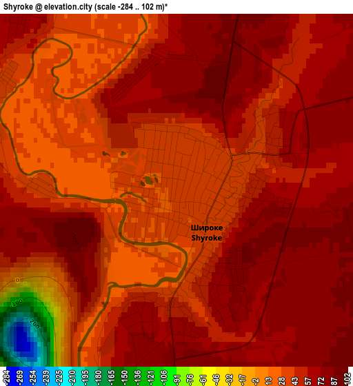 Shyroke elevation map