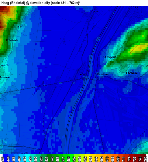 Haag (Rheintal) elevation map