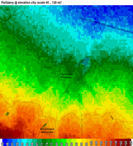 Partizany elevation map