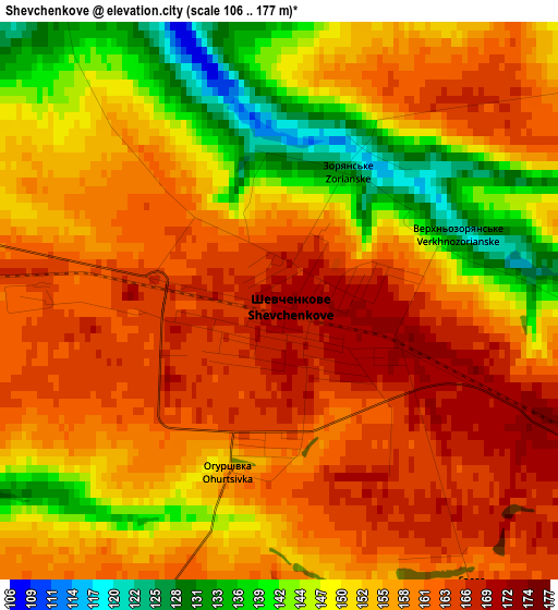 Shevchenkove elevation map