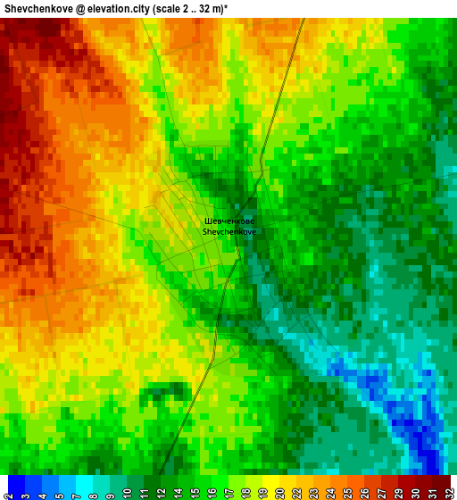 Shevchenkove elevation map