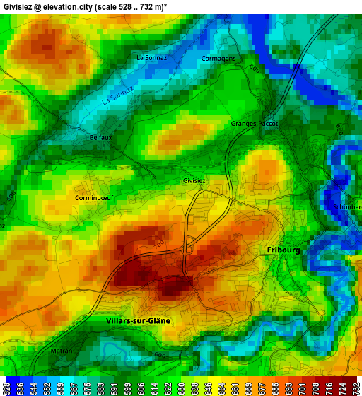 Givisiez elevation map