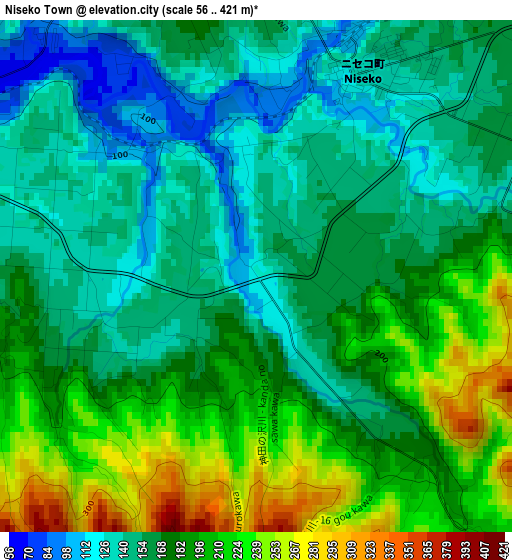 Niseko Town elevation map