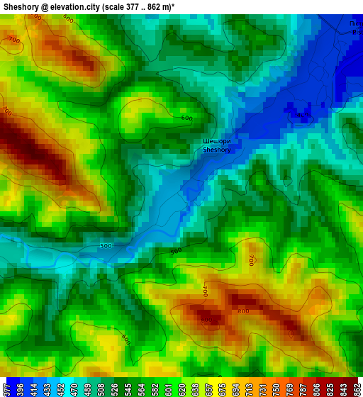 Sheshory elevation map