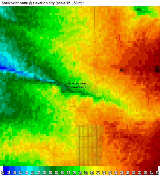 Shelkovichnoye elevation map