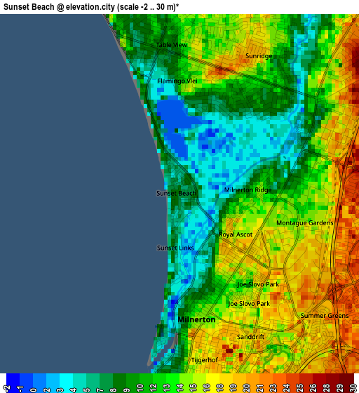 Sunset Beach elevation map