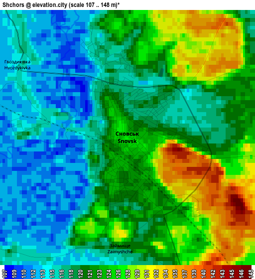 Shchors elevation map