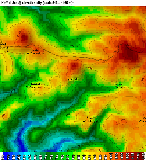 Kaff al-Jaa elevation map