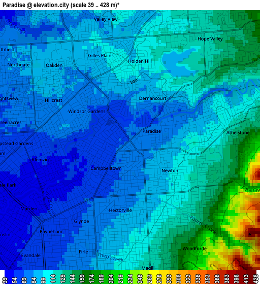 Paradise elevation map