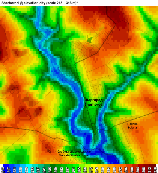 Sharhorod elevation map