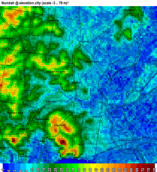 Nundah elevation map