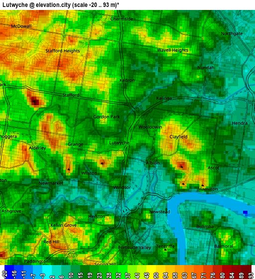 Lutwyche elevation map