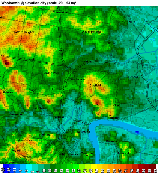 Wooloowin elevation map