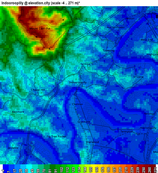 Indooroopilly elevation map