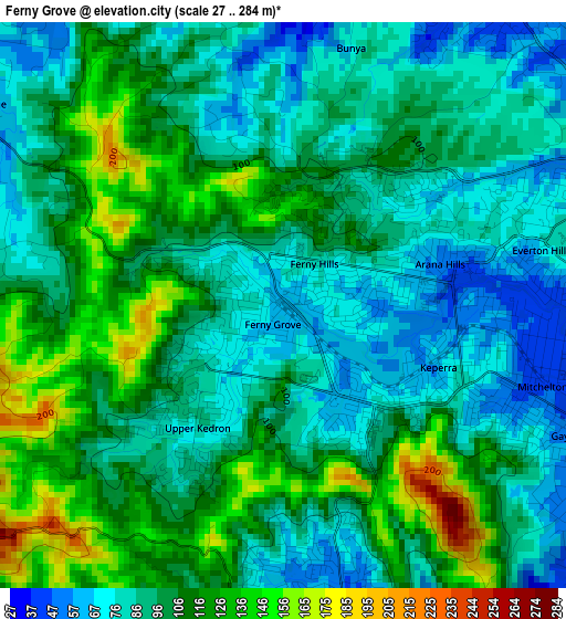 Ferny Grove elevation map