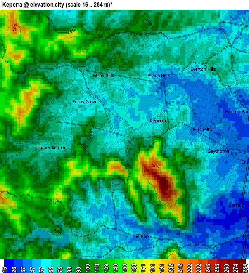 Keperra elevation map