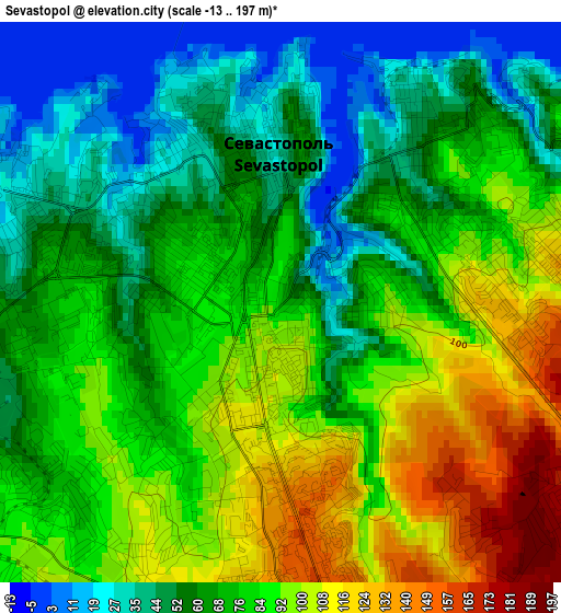 Sevastopol elevation map