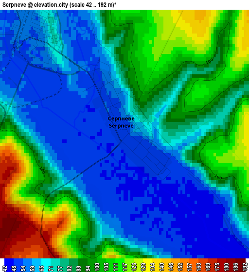 Serpneve elevation map