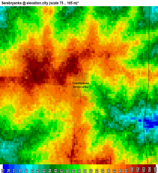 Serebryanka elevation map