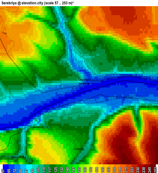 Serebriya elevation map