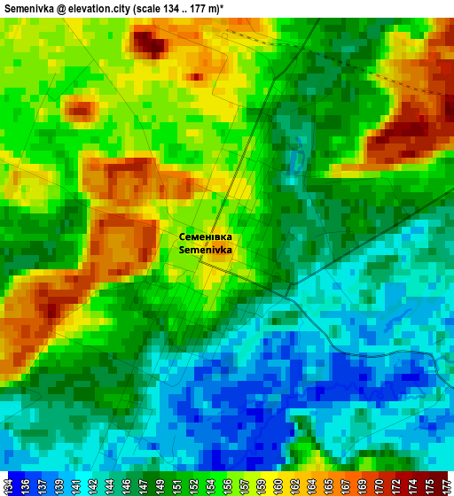 Semenivka elevation map