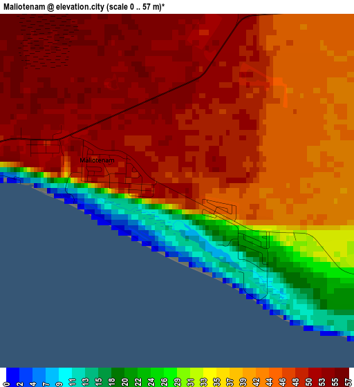 Maliotenam elevation map