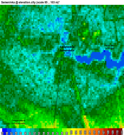 Semenivka elevation map