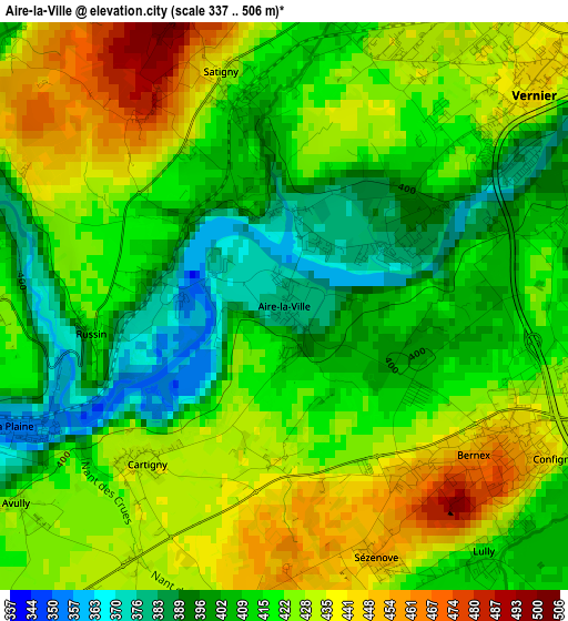 Aire-la-Ville elevation map
