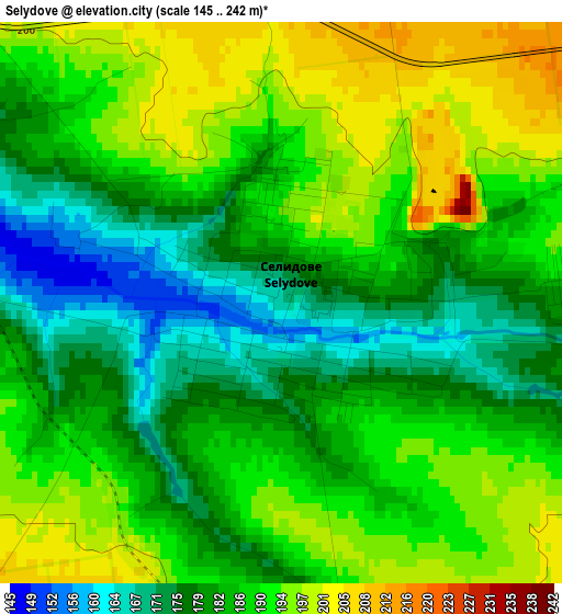 Selydove elevation map