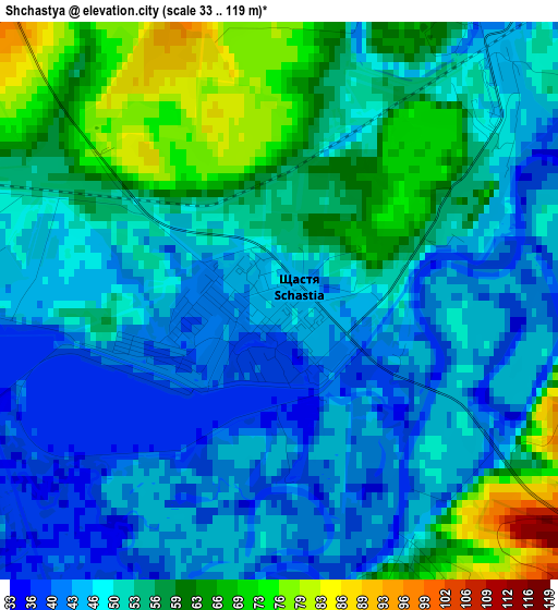 Shchastya elevation map