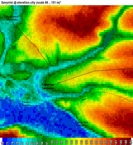 Savyntsi elevation map