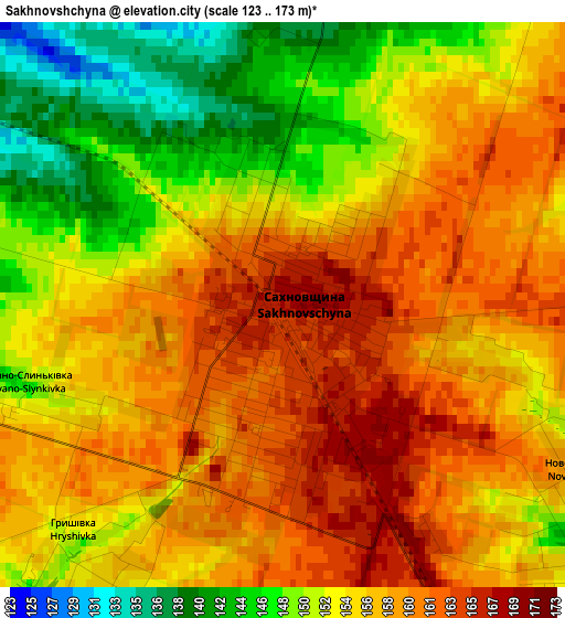 Sakhnovshchyna elevation map