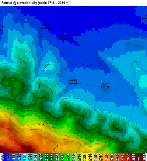 Famast elevation map