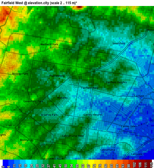 Fairfield West elevation map